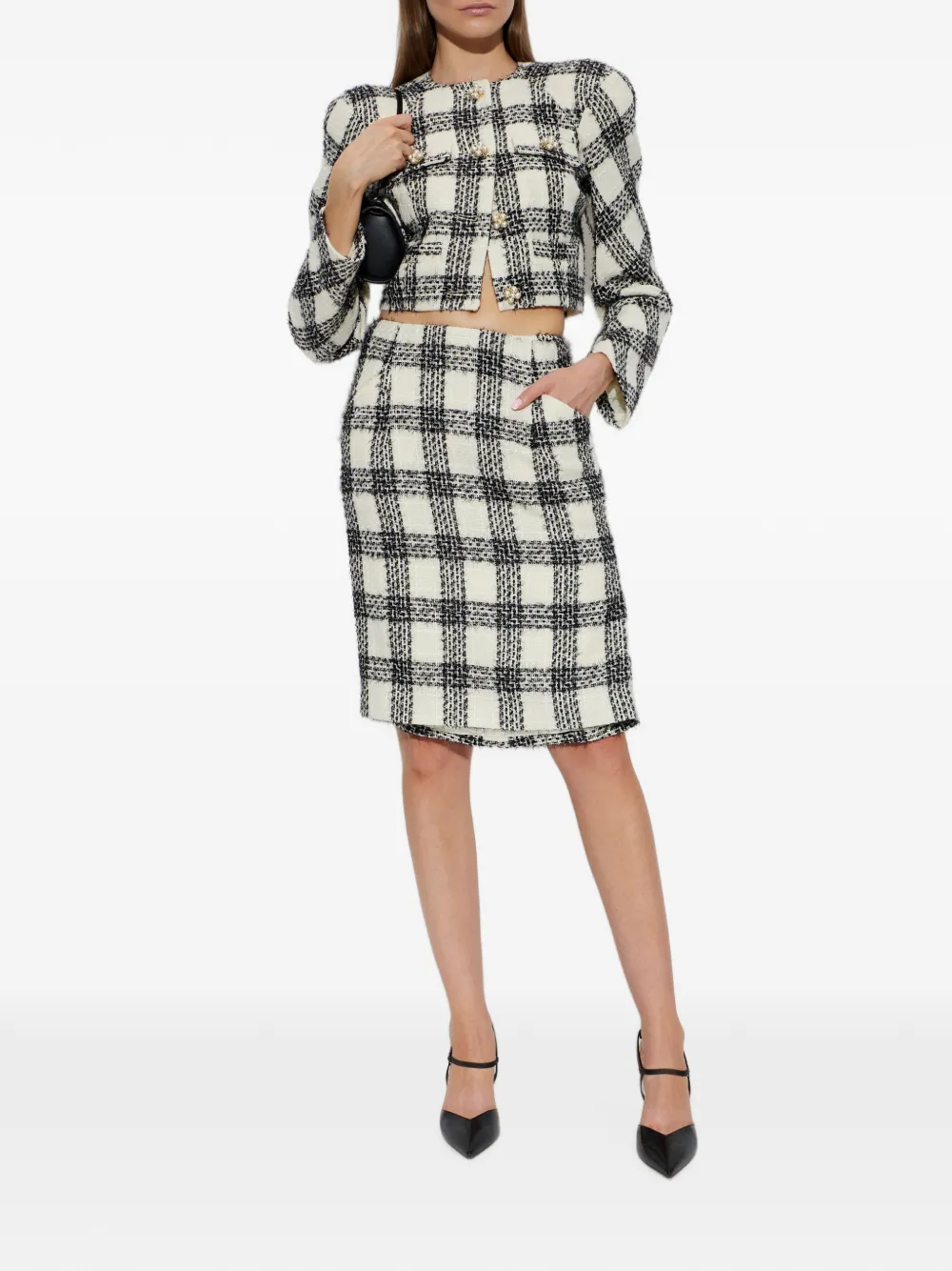 VETEMENTS Tweed midi-rok Zwart