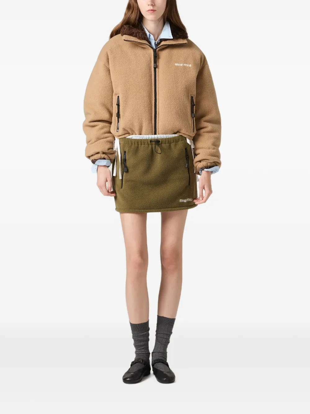 Miu Fleece donsjack Beige