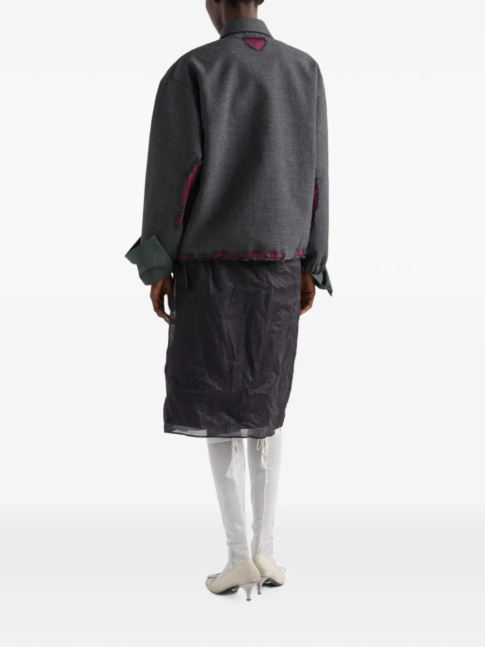 Prada Bonded devoré hoopsack blouse Grijs