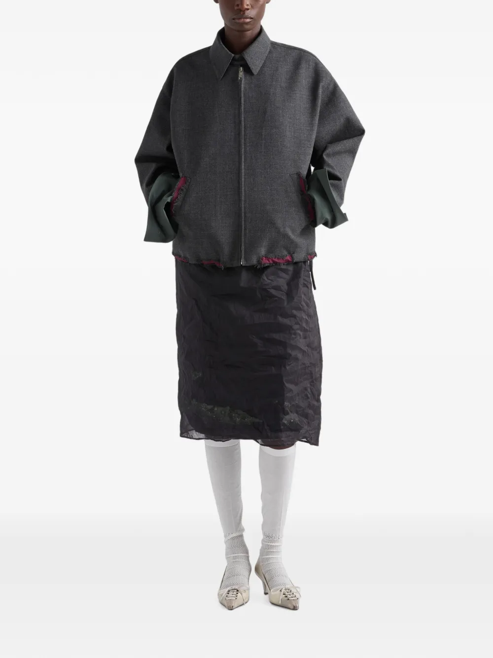Prada Bonded devoré hoopsack blouse Grijs
