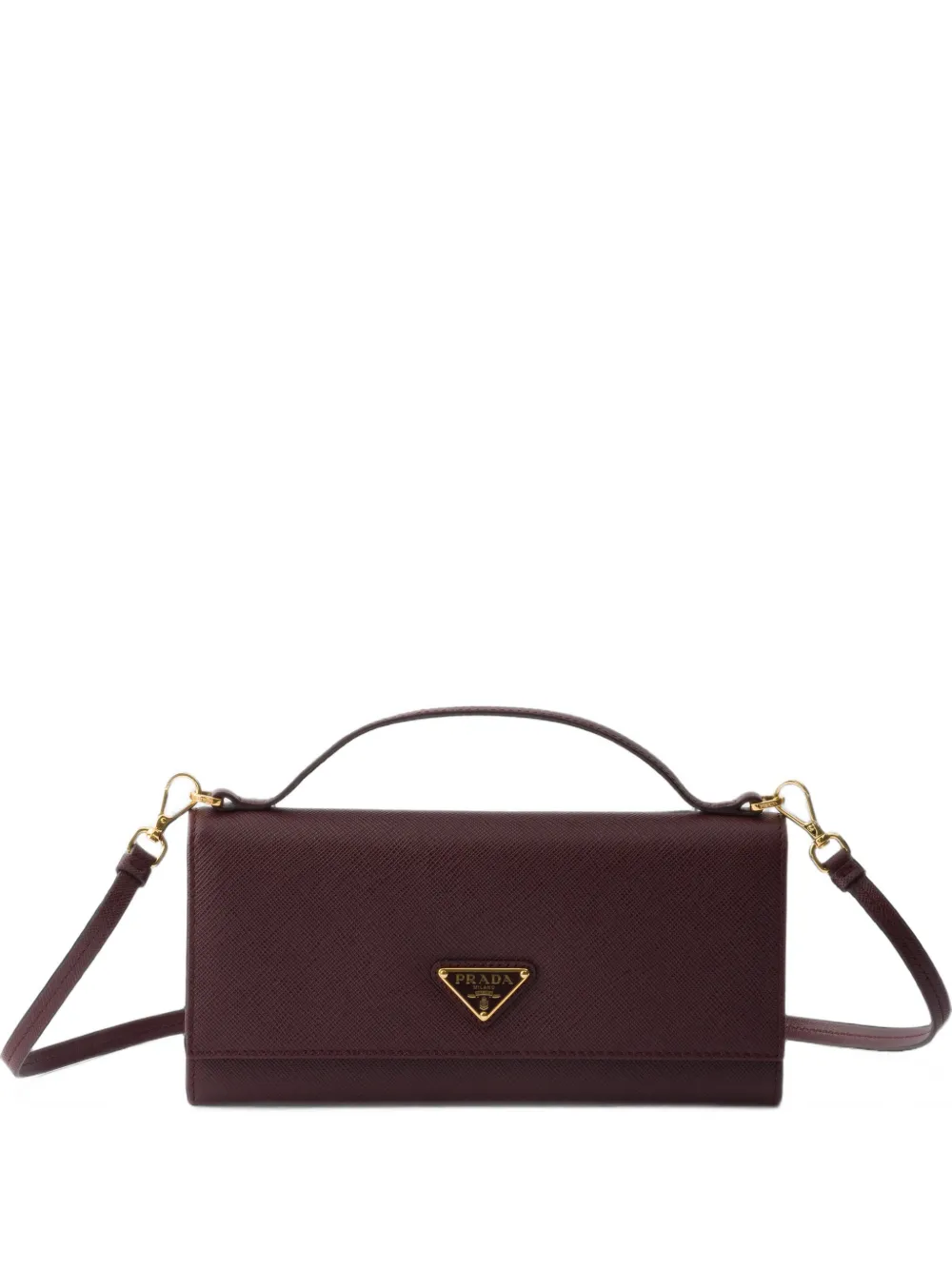 Prada Saffiano leather wallet with shoulder strap - Rosso