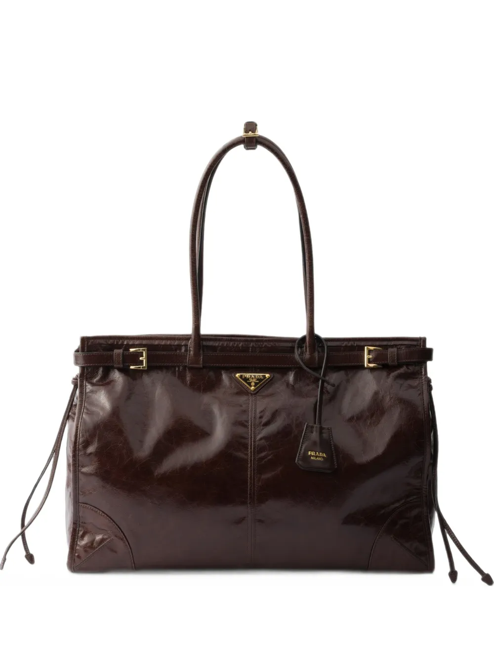 Prada Bonnie extra-large leather bag - Marrone