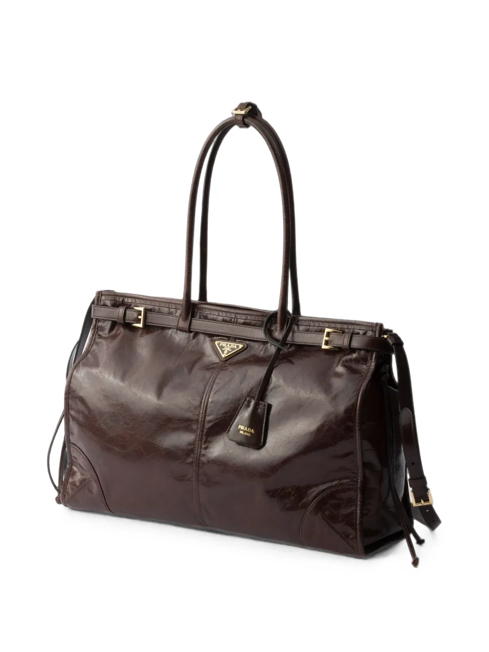 Prada Extra grote Bonnie leren handtas Bruin