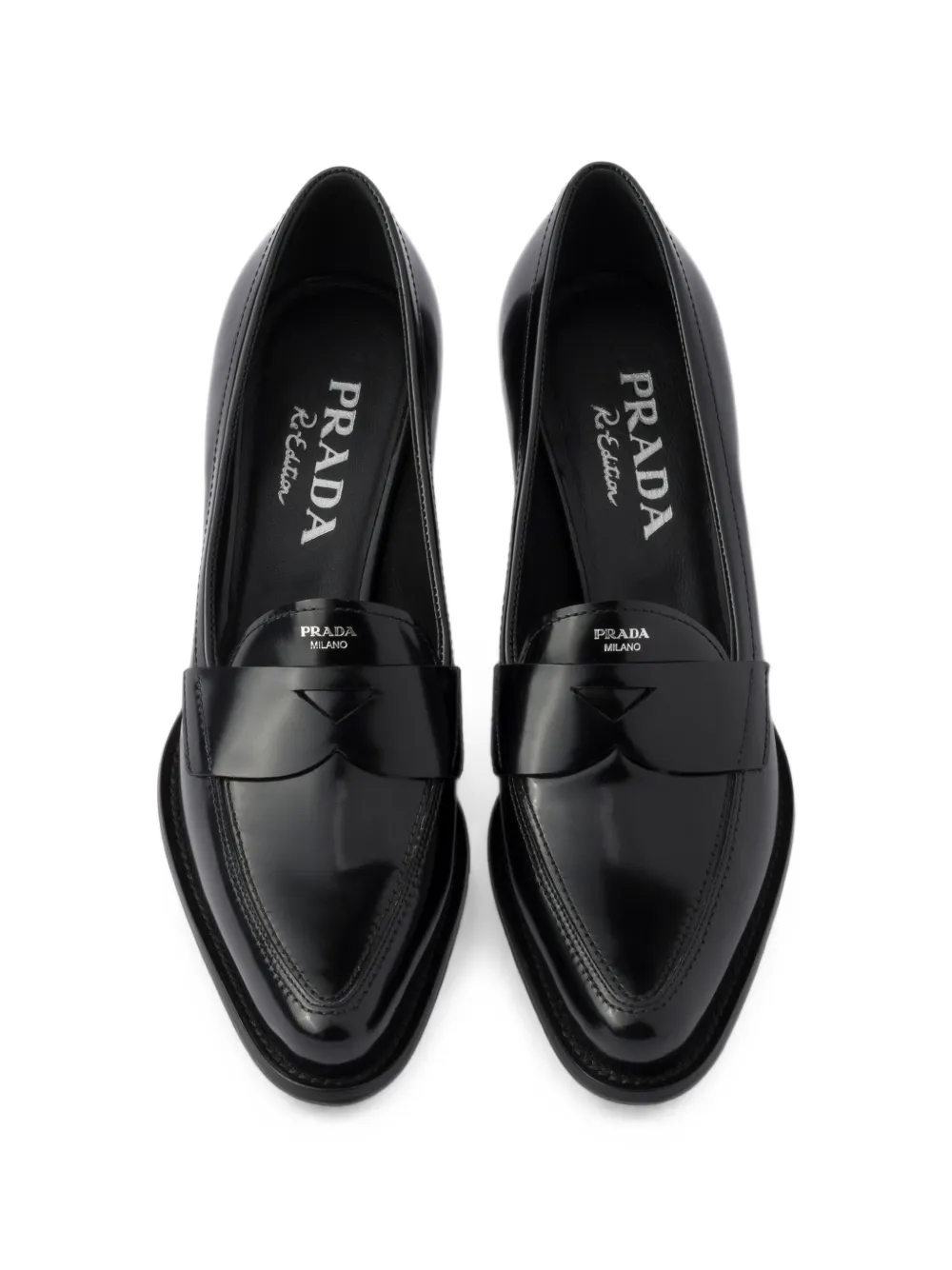 Prada Brushed leather loafers Zwart
