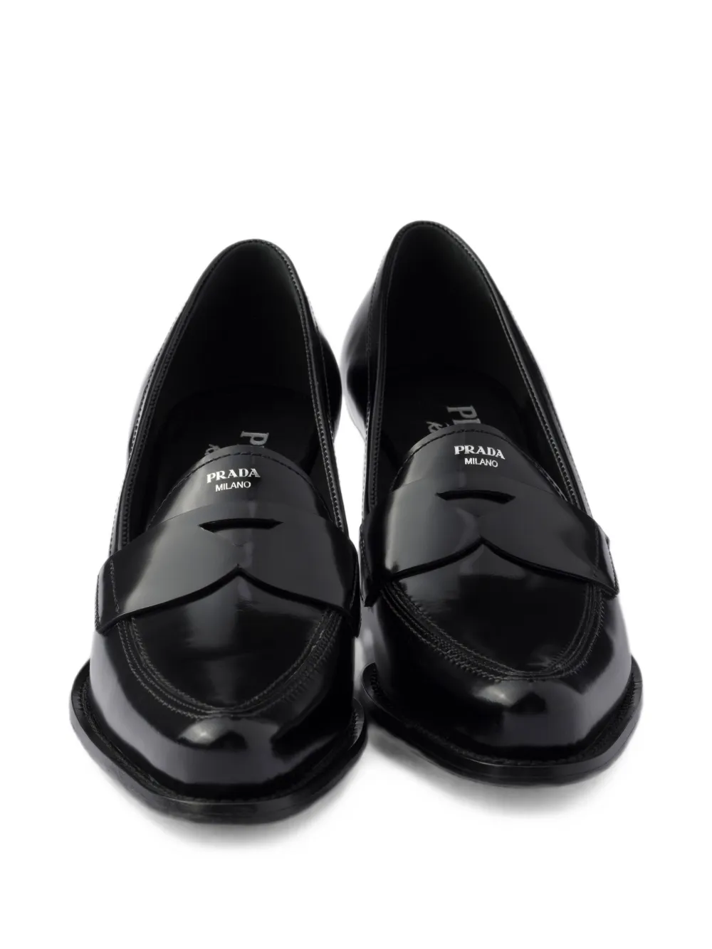 Prada Brushed leather loafers Zwart