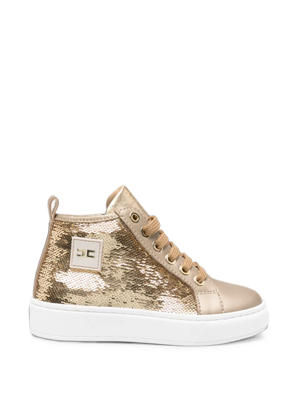 Elisabetta Franchi Kids sequin-embellished high-top sneakers - Oro