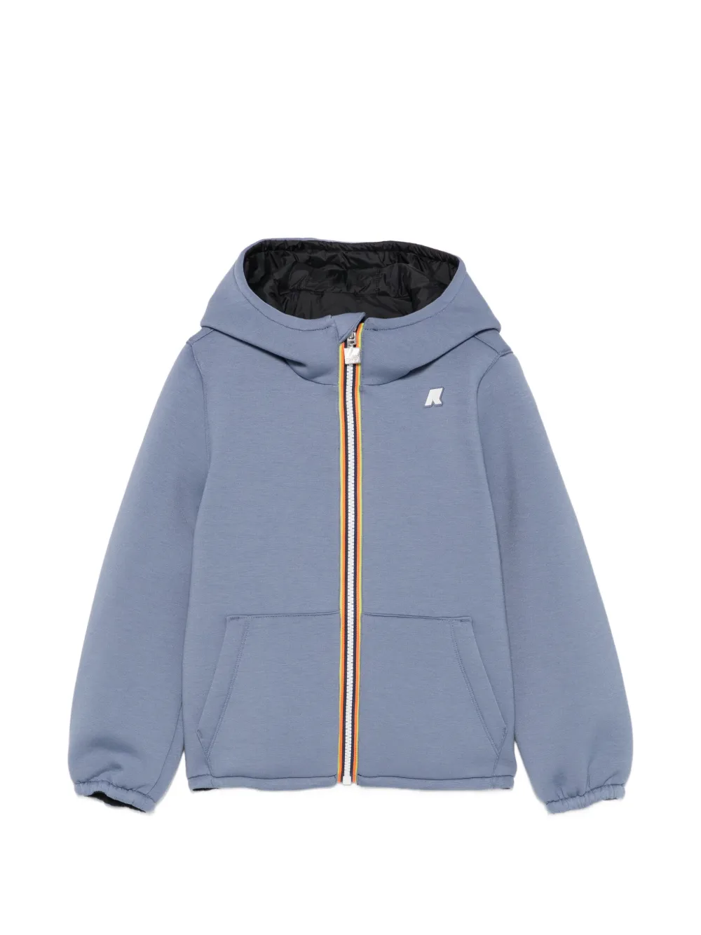 K Way Kids logo-patch zip-up hoodie - Blu