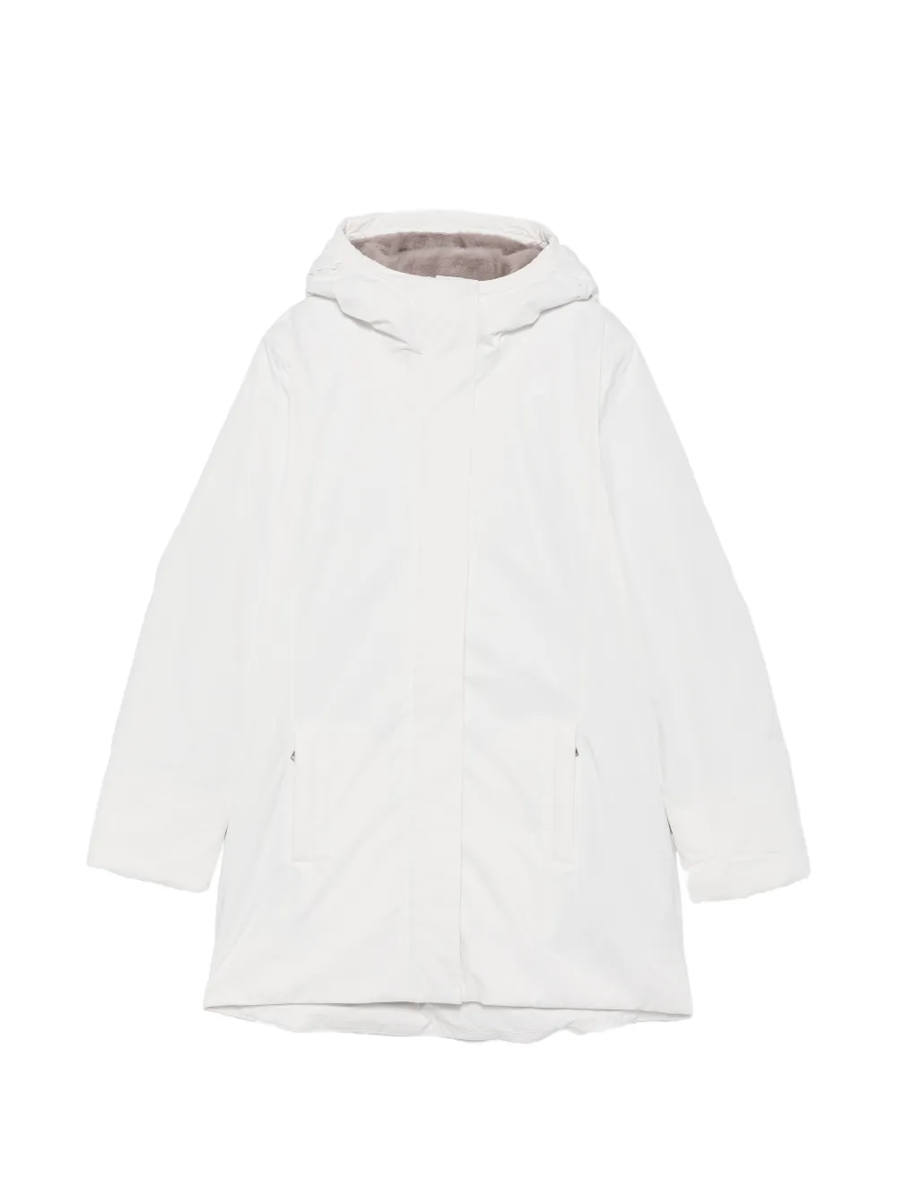 K Way Kids hooded logo-patch coat - Bianco