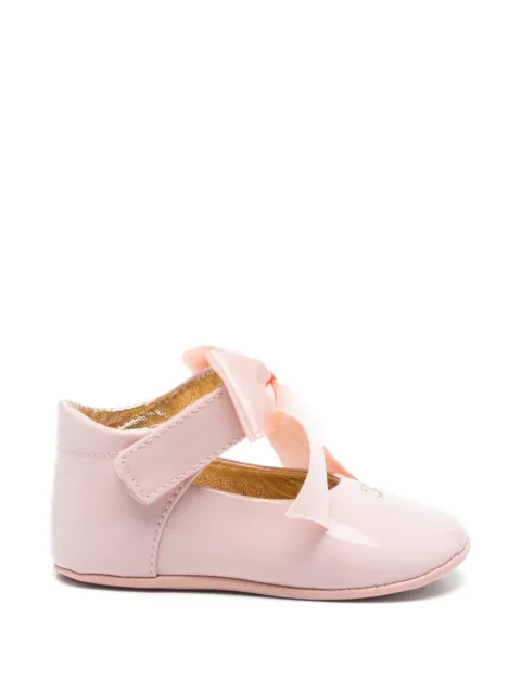 Elisabetta Franchi Kids リボン エナメルレザーベビーシューズ