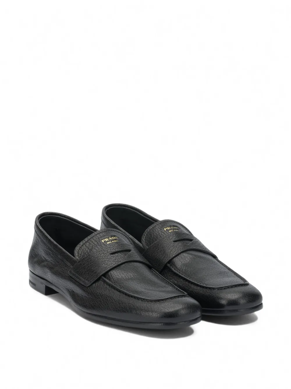 Prada grainy-leather loafers Zwart