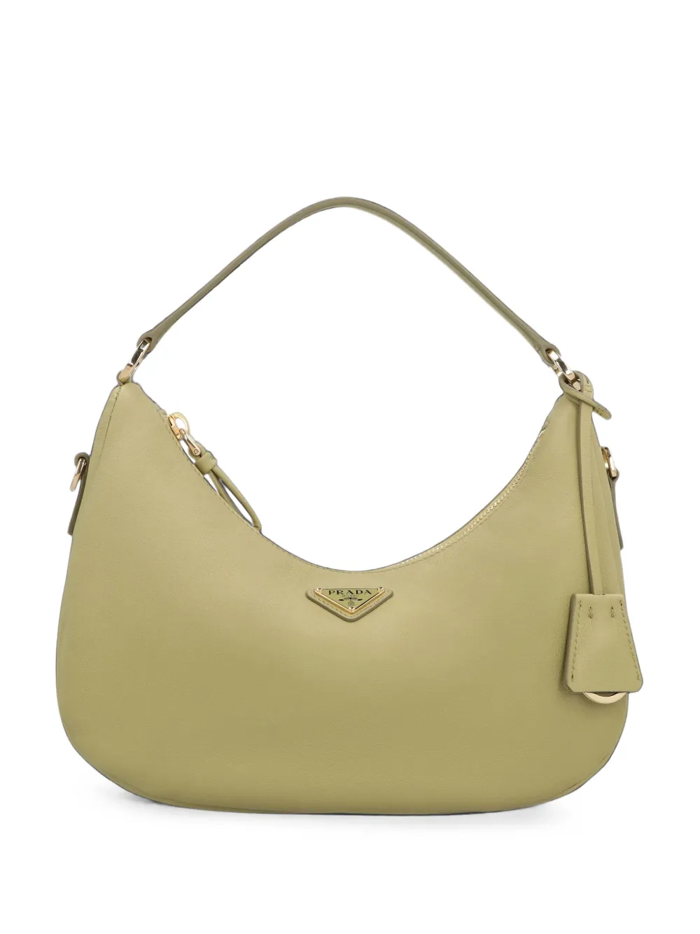 Prada logo-plaque leather shoulder bag - Verde