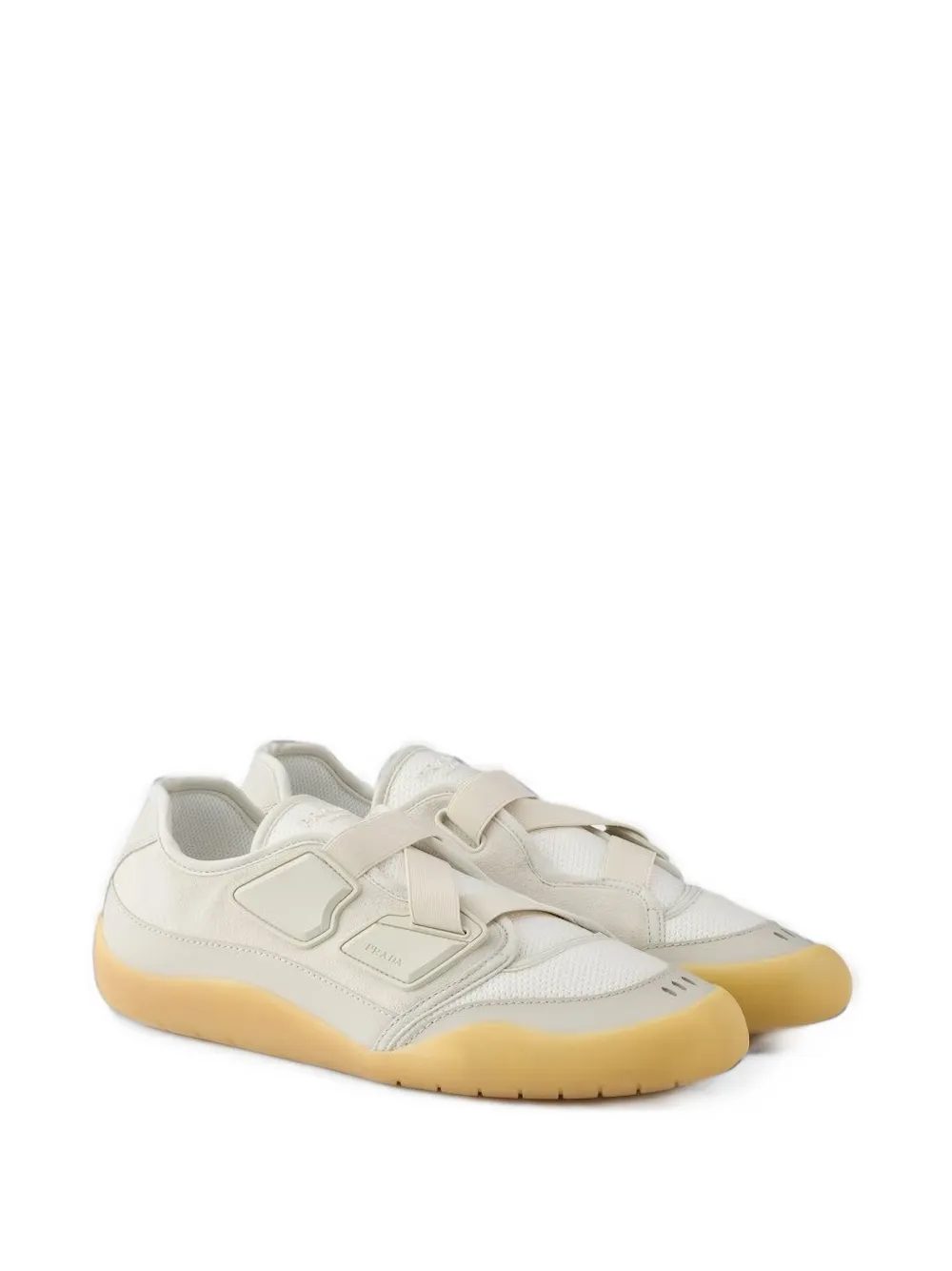 Prada Speedrock leather and mesh fabric sneakers Beige