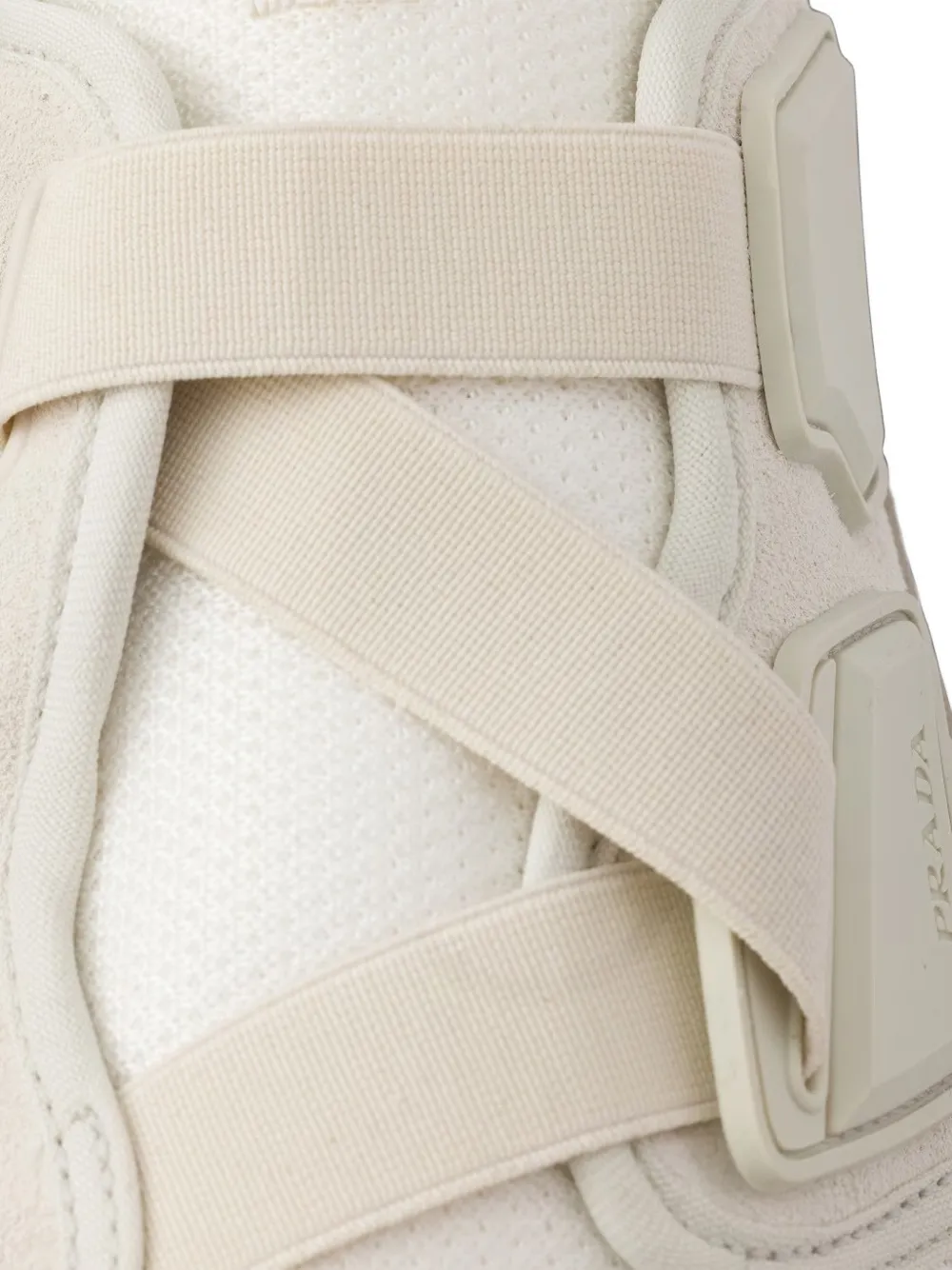 Prada Speedrock leather and mesh fabric sneakers Beige