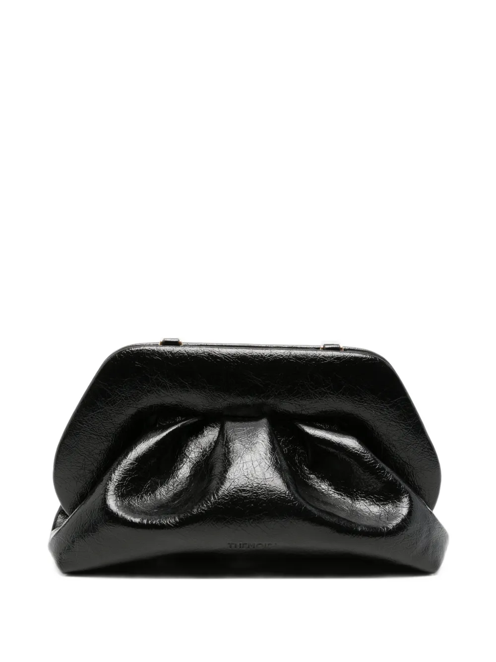 Themoirè crinkled-effect ruched clutch bag - Nero