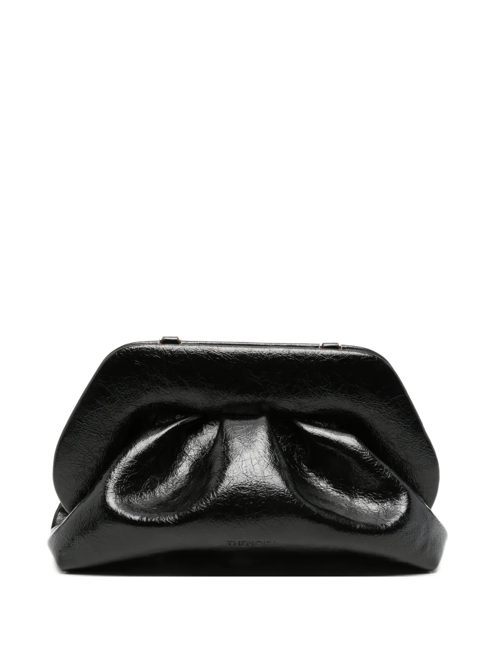 Themoirè crinkled-effect ruched clutch bag - Nero