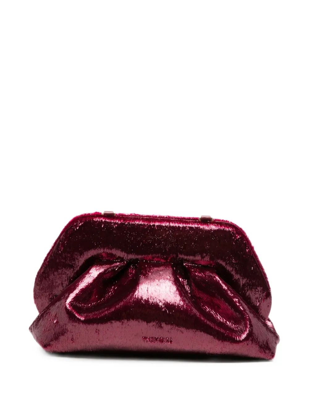 Themoirè metallic-effect gathered clutch bag - Viola