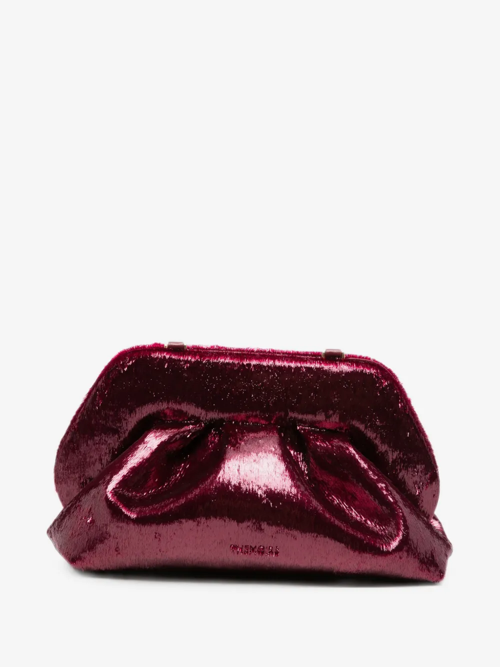 metallic-effect gathered clutch bag
