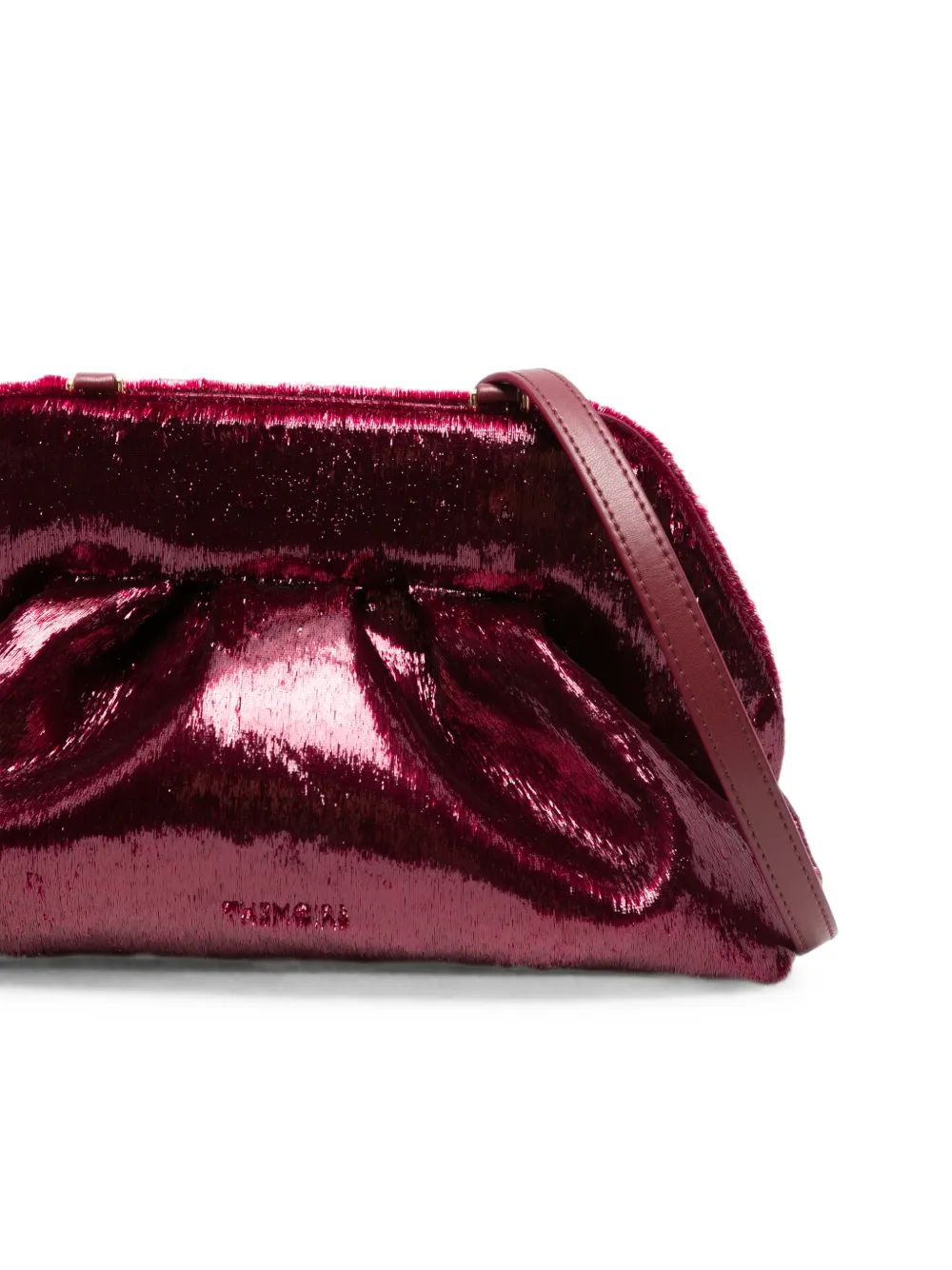 Themoirè Gesmockte clutch met metallic effect Paars