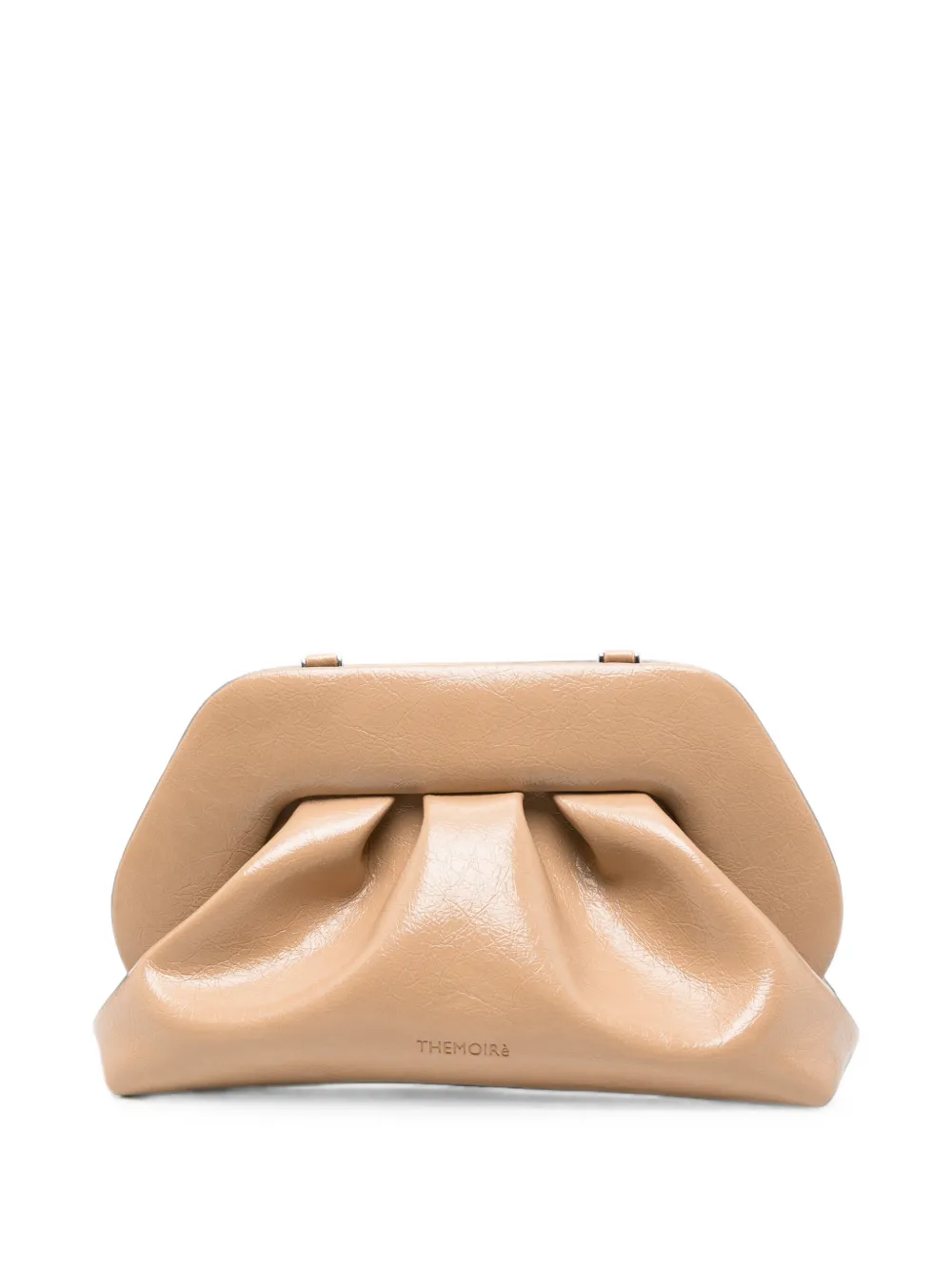 Themoirè crinkled-finish ruched clutch bag - Toni neutri