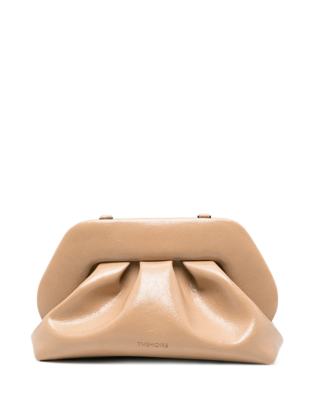 Themoirè crinkled-finish ruched clutch bag - Toni neutri