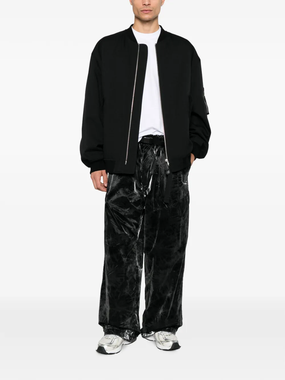 Y-3 Glanzende broek met tie-dye Zwart