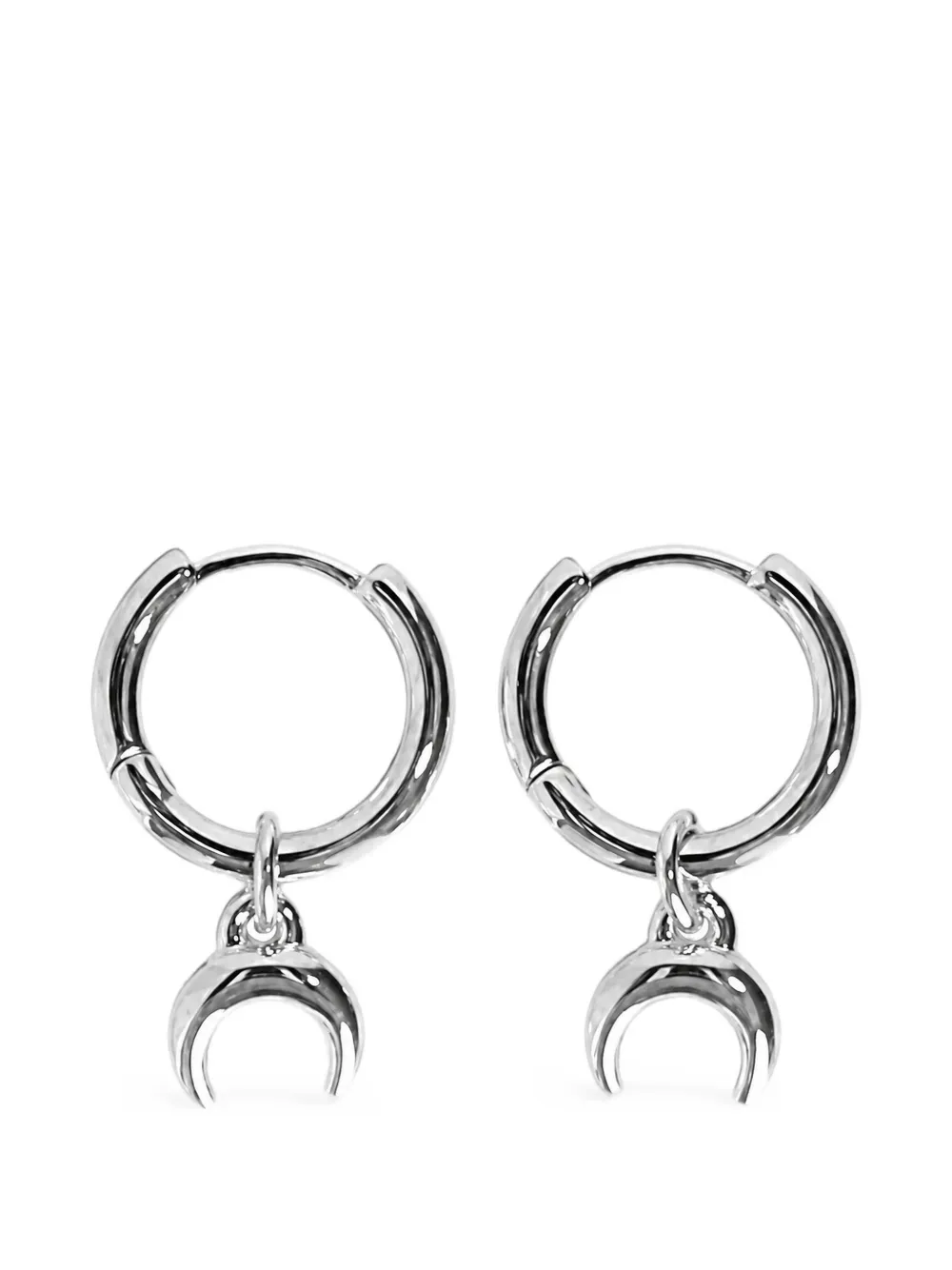 Marine Serre moon-pendant hoop earrings - Argento