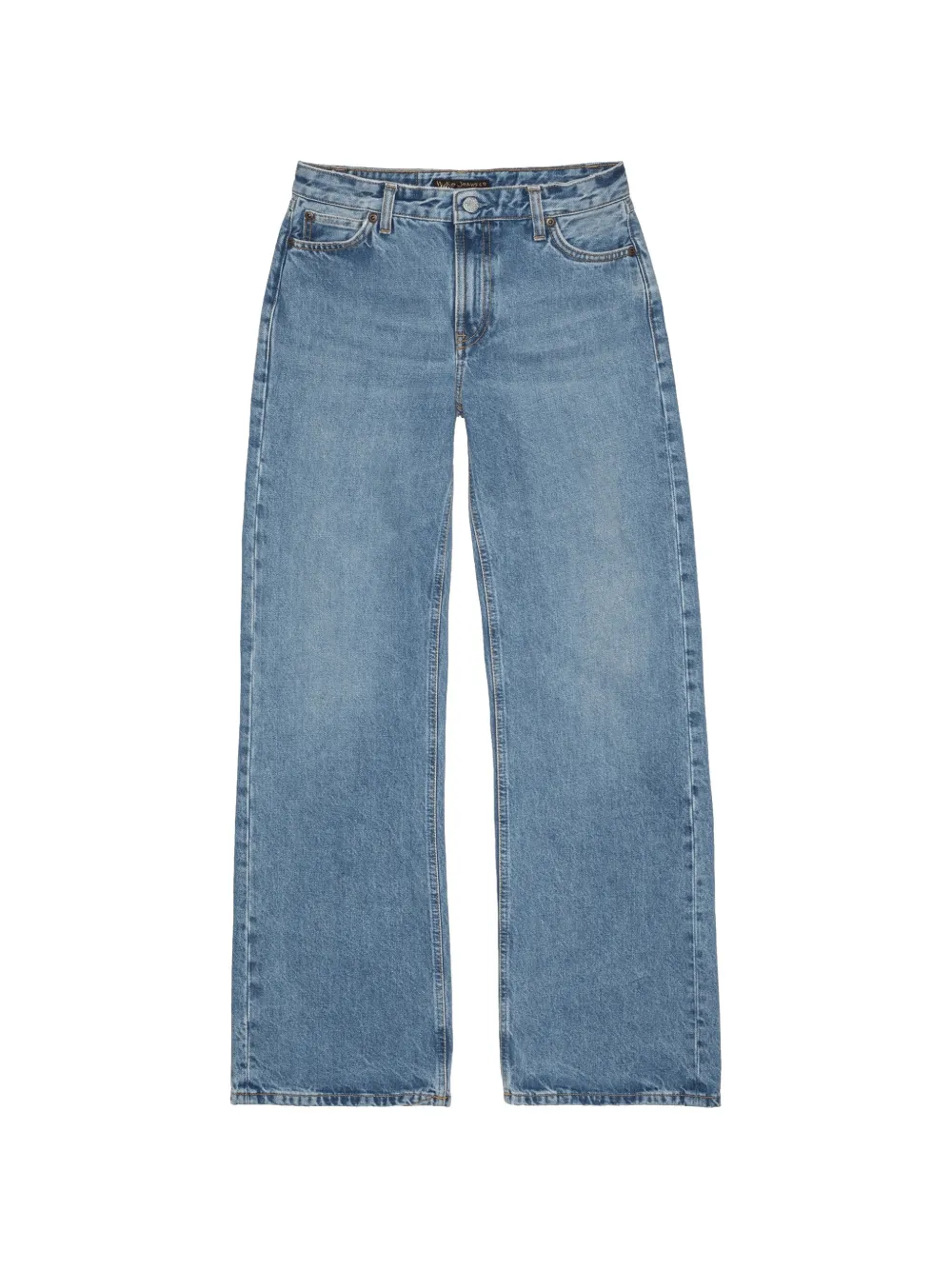 Nudie Jeans Jeans a gamba ampia Heidi con applicazione logo - Blu