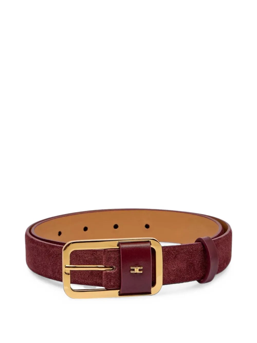 Elisabetta Franchi suede-finish logo-plaque belt - Rosso