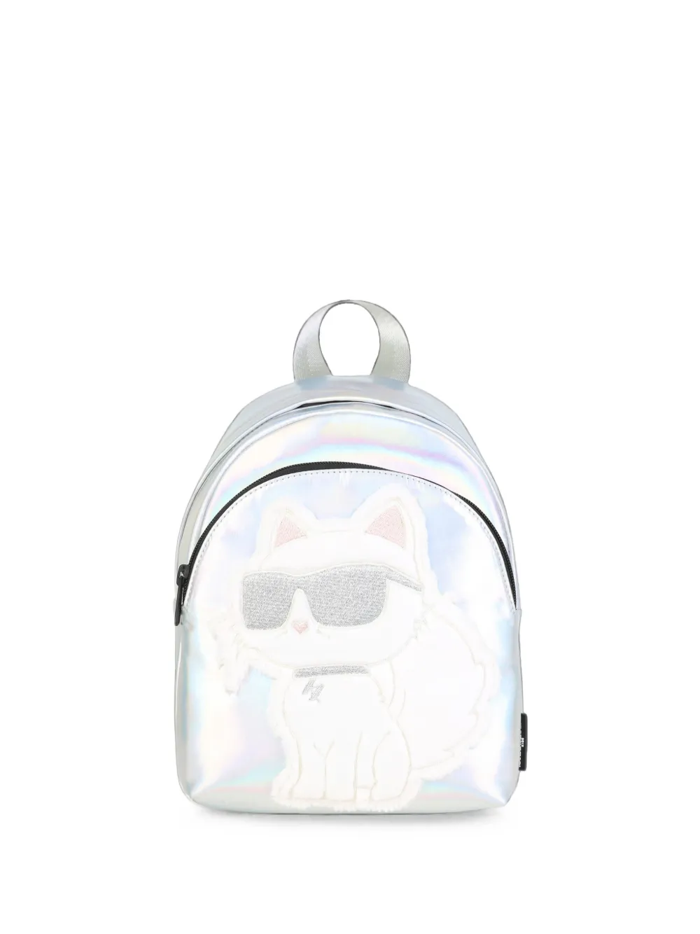 Karl Lagerfeld Kids Ikon iridescent Choupette-patch backpack - Weiß