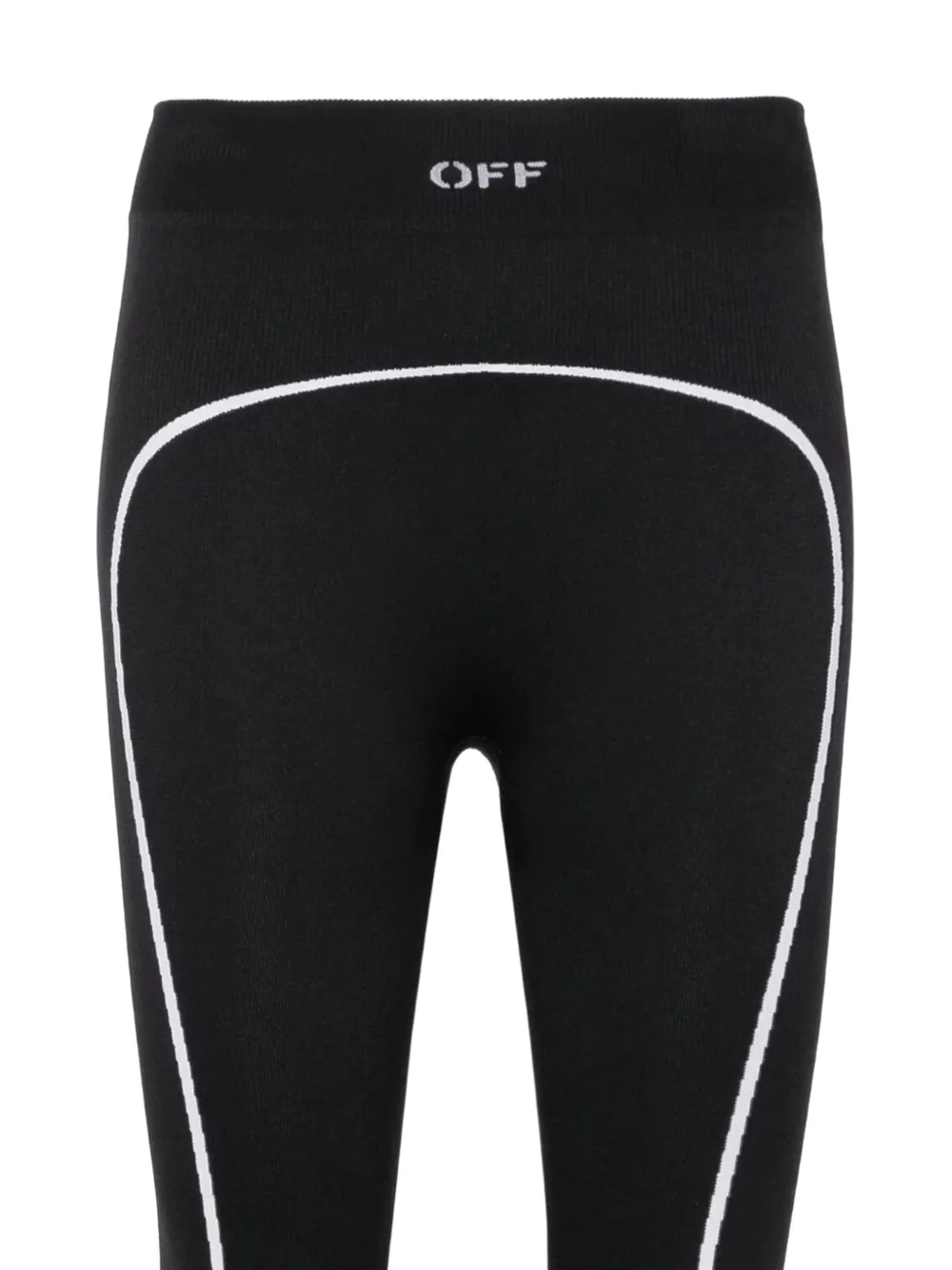 Off-white Logo-print Contrast-piping Leggings In Black