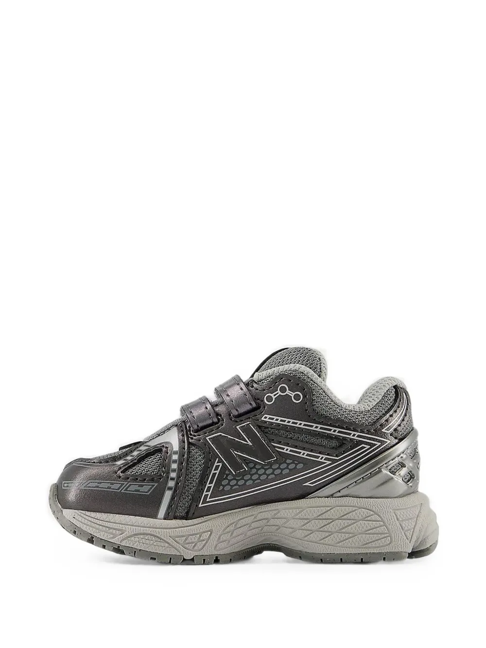 New Balance Kids 1906 Hook & Loop metallic-effect touch-strap sneakers Grijs