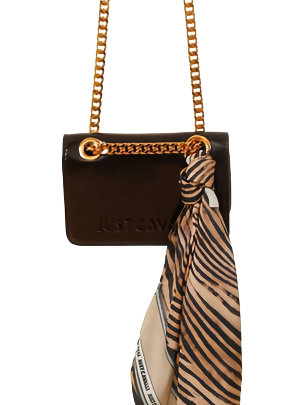 Just Cavalli Schoudertas met sjaaldetail en logo-reliëf Zwart