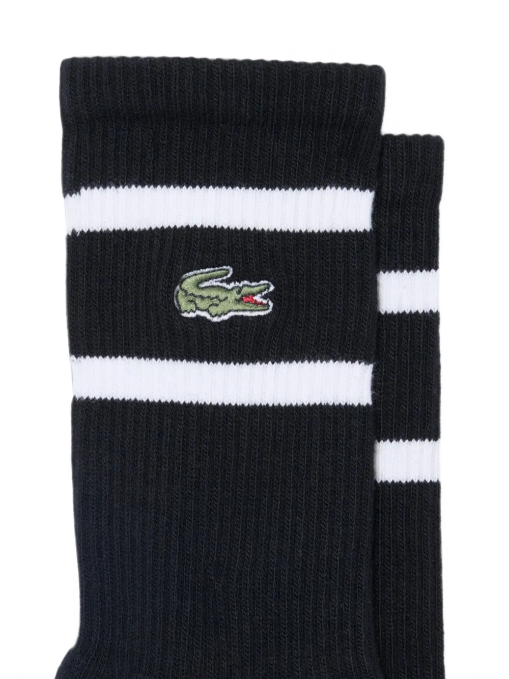 Lacoste Twee paar gestreepte sokken met logopatch Zwart