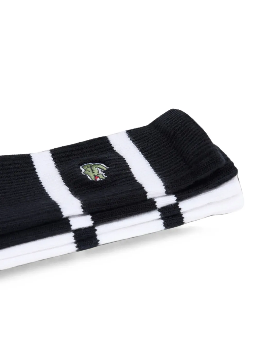 Lacoste Twee paar gestreepte sokken met logopatch Zwart