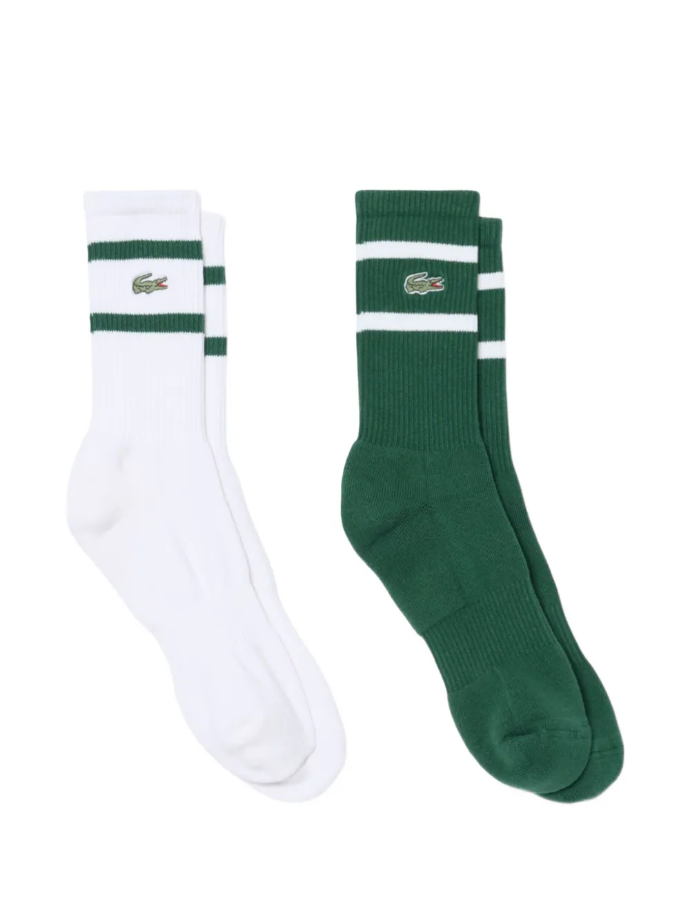 Lacoste logo-embroidered striped socks (set of 2) - Verde
