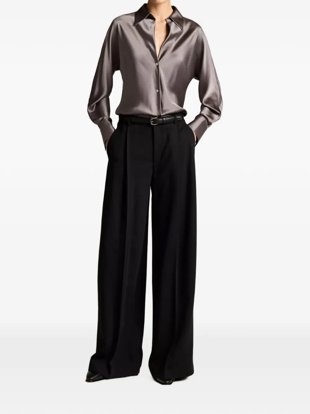 Vince Blouse met lange mouwen en uitgesneden details Grijs