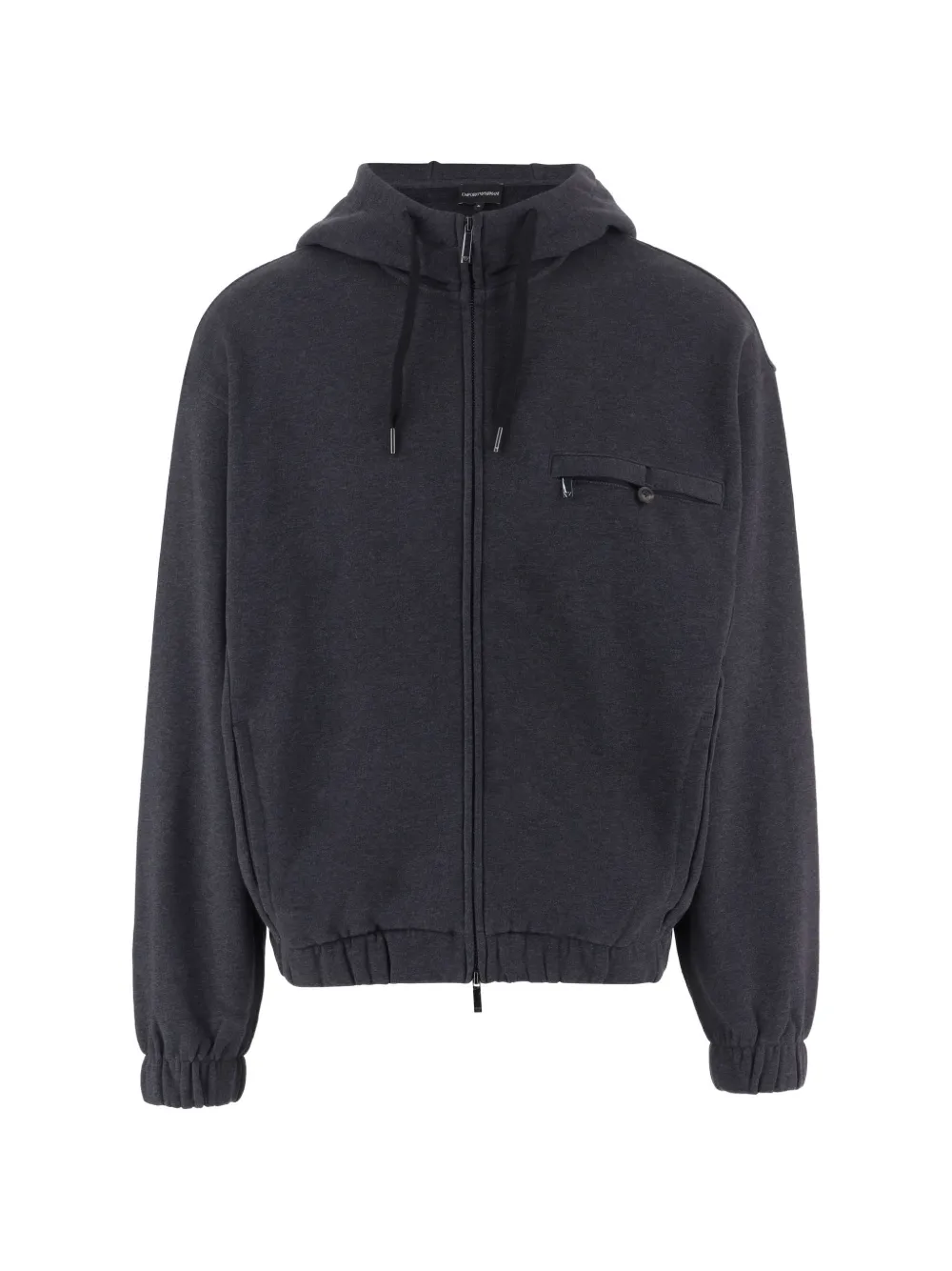 Emporio Armani logo-embroidered zip-up hoodie - Grigio