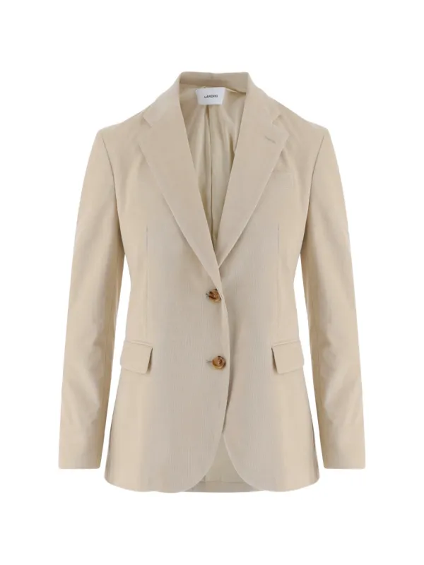 Lardini Corduroy-effect Single-breasted Blazer in Neutrals