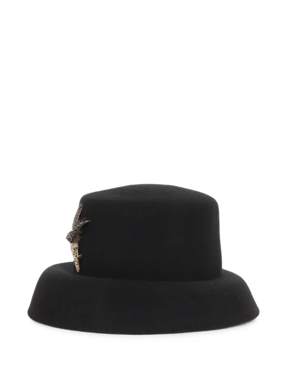 ALEXIA ÁLVAREZ DE TOLEDO feather-brooch wide-brim hat - Nero