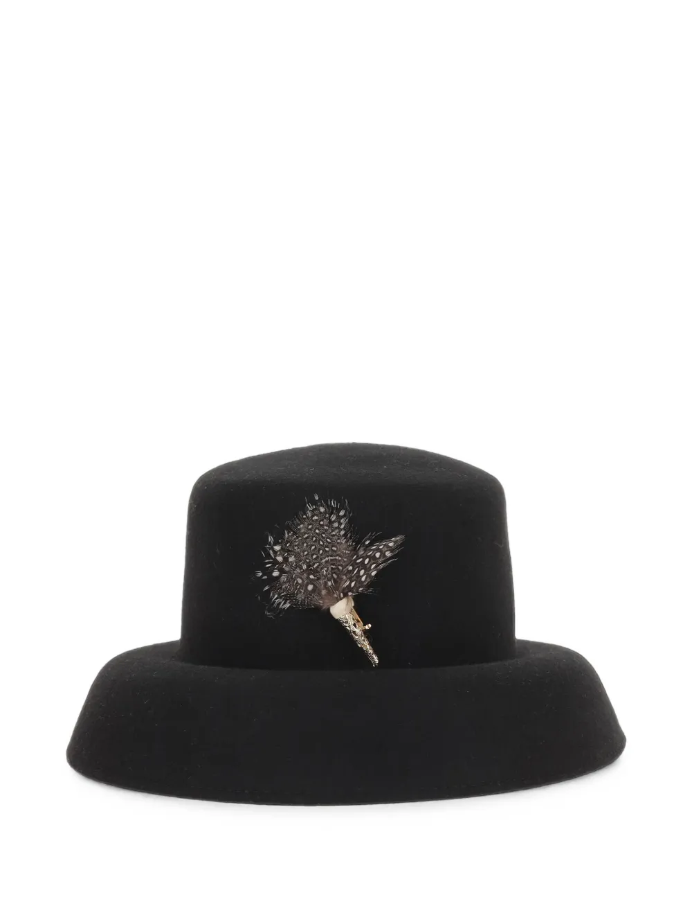 ALEXIA ÁLVAREZ DE TOLEDO feather-brooch wide-brim hat - Nero