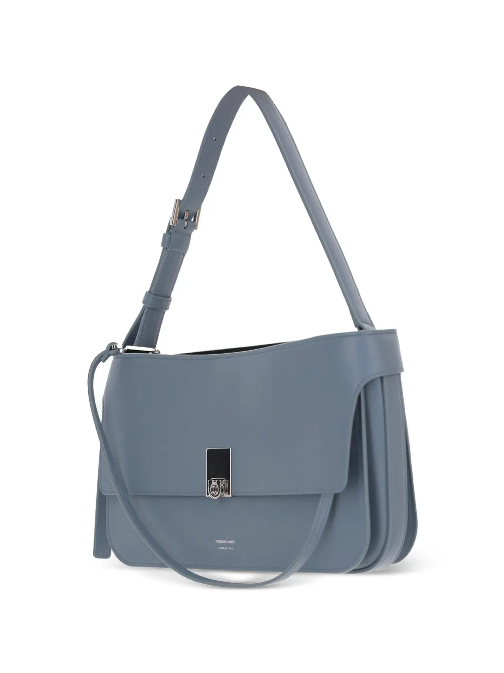 Ferragamo Gancini leren schoudertas met gesp Blauw