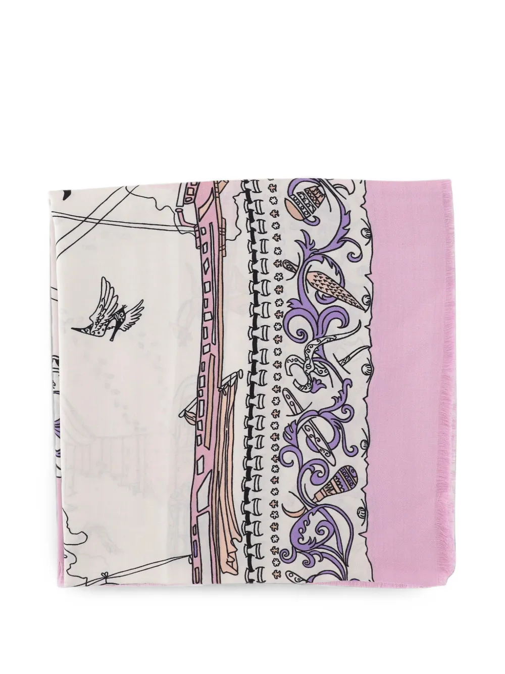 Ferragamo patterned frayed scarf - Toni neutri