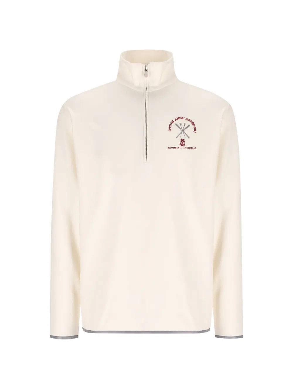 Brunello Cucinelli embroidered half-zip sweatshirt - Toni neutri