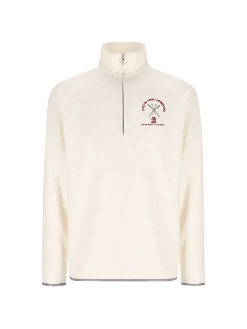 Brunello Cucinelli embroidered half-zip sweatshirt