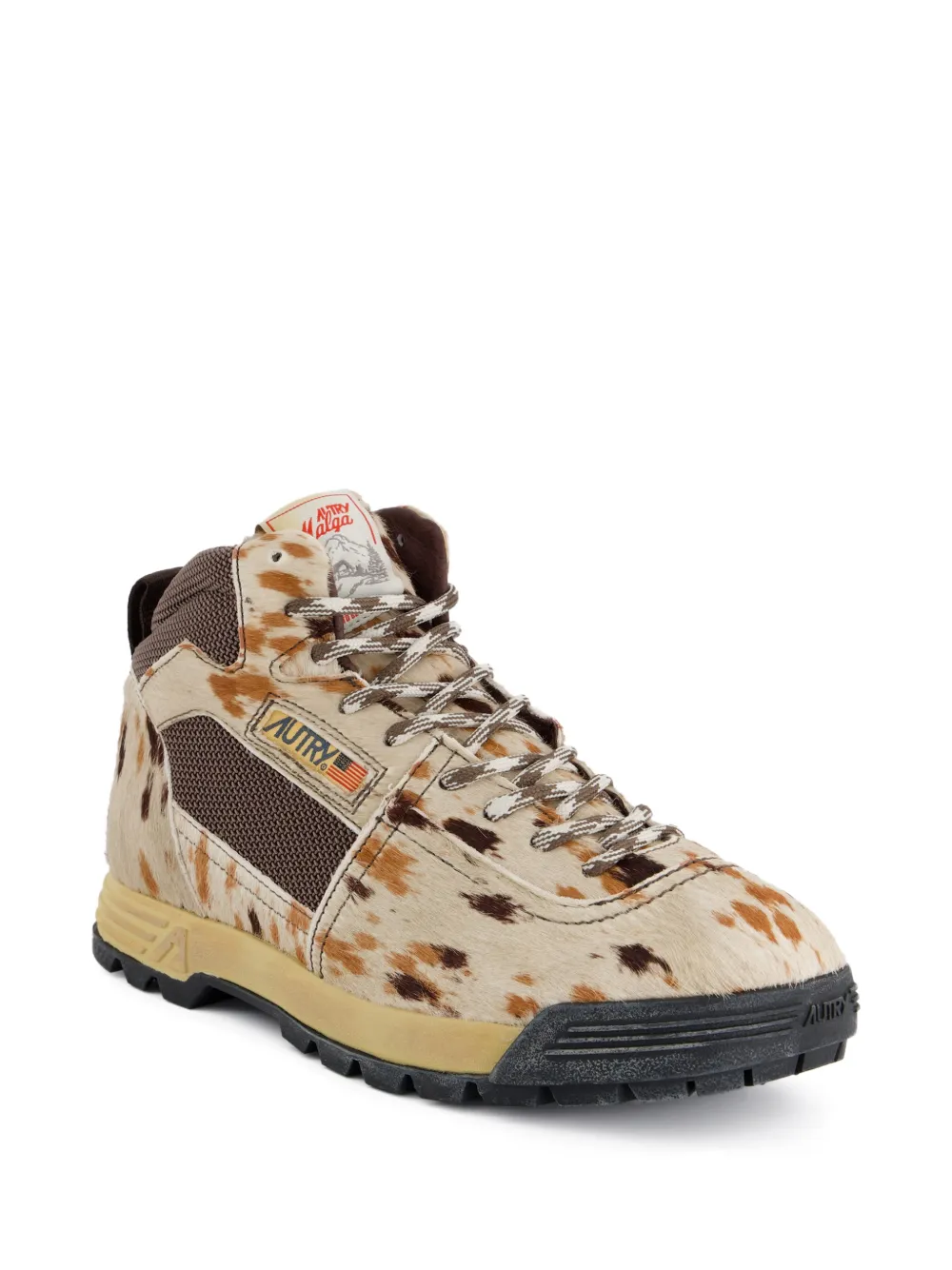 Autry Malga cow-print boots Beige