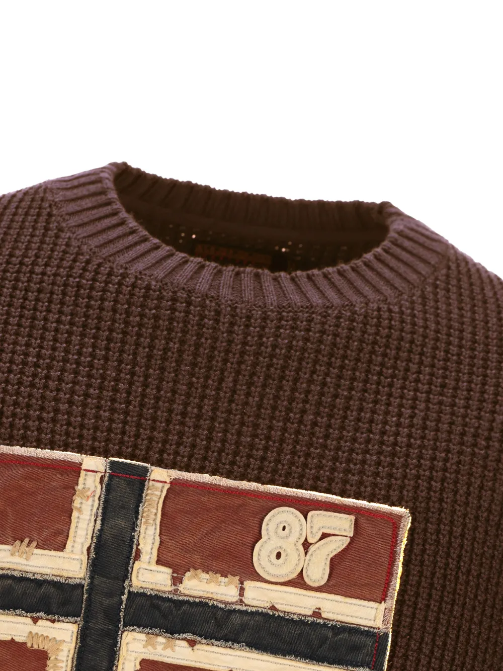 Napapijri Archive wafelgebreide trui met logo-patch Bruin
