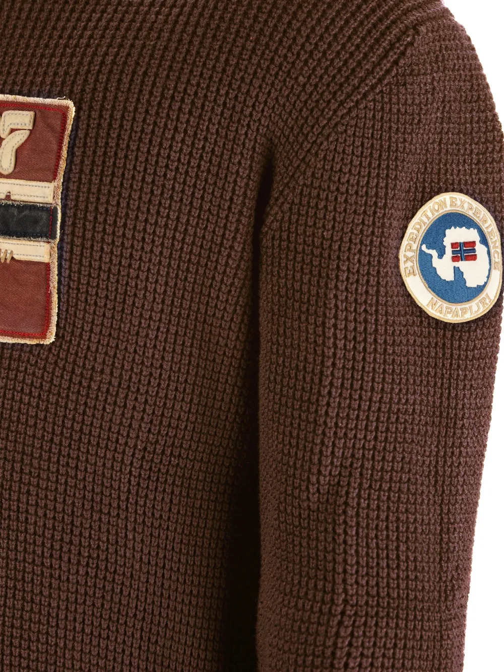 Napapijri Archive wafelgebreide trui met logo-patch Bruin