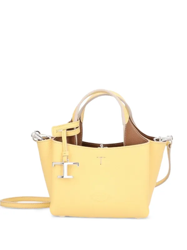 Tod's T Timeless Leather Shoulder Bag in Yellow