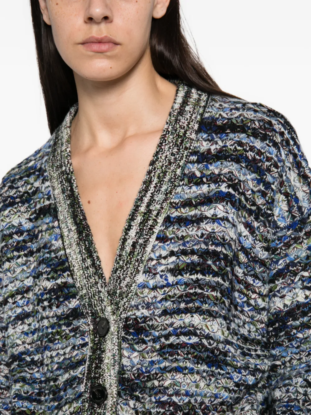Missoni marled-knit V-neck cardigan Blauw