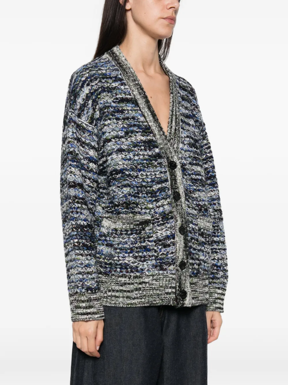 Missoni marled-knit V-neck cardigan Blauw